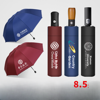 Parapluie pliant automatique à trois sections, 108 cm, 12K, à double nervure, noir enduit, avec logo personnalisé, idéal pour adultes, voyages et cadeaux d'entreprise – Vente directe usine