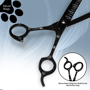 Flamia & Jabz Pet Grooming Scissors Stainless Steel Black with Paw Print Design for Dogs 8 Inch <b>Classic</b> Style Chunker black - Product Image 3
