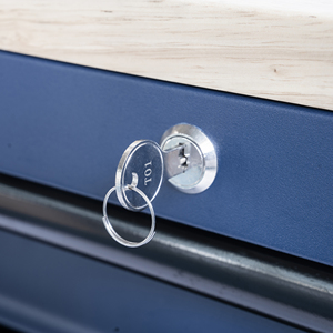 Wholesale 76cm Blue 5 <b>Drawer</b> Lockable Rolling Tool Cabinet with Wood Top for Garage <b>Workshop</b> Storage - Product Image 5