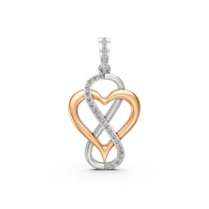 Collar con Colgante de Corazón Infinito con Diamante Cultivado en Laboratorio, Oro de 14K en Dos Tonos, Certificado IGI, 0.30 CT, Joyería de Boda para Mujer - Product Image 2