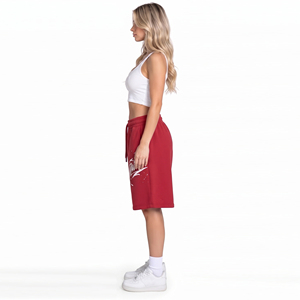 Shorts amples en molleton de coton pour femme, coupe décontractée, avec cordon de serrage à la taille et poches latérales, style oversize, OEM ODM - Product Image 3