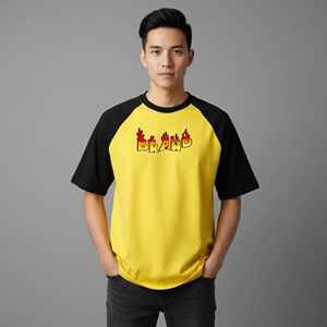 T-shirt personnalisé tendance grande taille, color block, col rond, respirant, style hip-hop, épaules tombantes, léger - Product Image 1