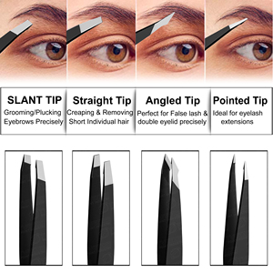 High Precision Diamond Grip Stainless Steel Eyebrow Tweezers Custom Color and Logo Retail Priced No <b>Gaps</b> Slanted Tips - Product Image 5