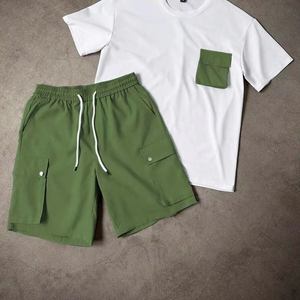 Ensembles de fitness d'été pour hommes de haute qualité, t-shirts oversize à manches courtes, motif uni, séchage rapide, tissu tricoté 100% coton - Product Image 4