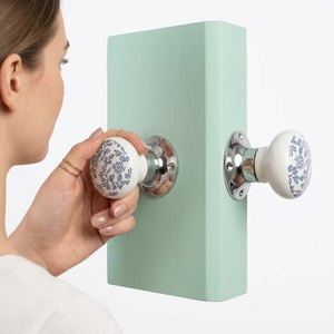 Pomos Modernos de Porcelana Azul Floral con Base Cromada para Muebles de Cocina, Tiradores Duraderos Antioxidantes para Cajones y Puertas Interiores - Product Image 6