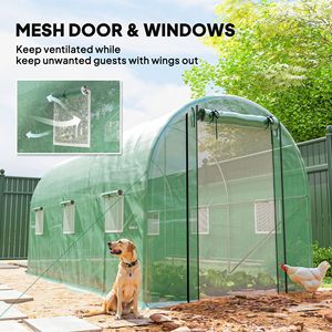 Invernadero Hoop House de 14.6FT X6.5FT X6.6FT con acceso interior, 2 varillas de soporte, puerta de malla enrollable con cremallera, material de vidrio y polietileno - Product Image 6
