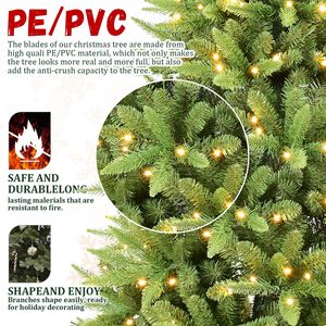Albero di Natale Artificiale Sottile Pre-Illuminato da 2,13 m con 1612 Rami in PE/PVC e 500 Luci LED - Product Image 4