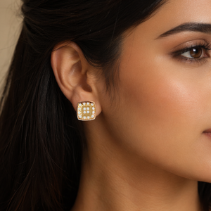Premium 1/2 CTW Natural Diamond <b>Stud</b> <b>Earrings</b> 10K Gold | Square Cluster Halo Design Unisex Mens Womens <b>Fine</b> Jewelry For Women - Product Image 1