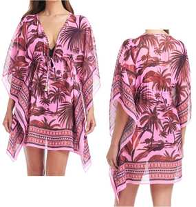 Nuevo Bikini de Playa de Alta Calidad, Traje de Baño, 100% Poliéster Chifón Estampado, Vestido de Playa Tipo Caftán con Cordón Ajustable para Mujer - Product Image 3