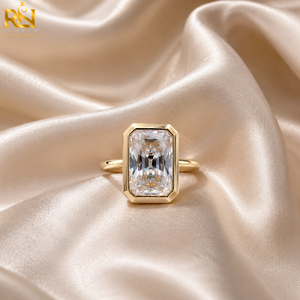 Bague solitaire en or massif avec diamant de laboratoire taille radiant 2 carats, sertie clos, pour fiançailles, bijoux fins modernes |   Bagues en diamant en gros - Product Image 4
