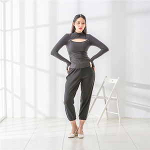Pantalon noir en coton biologique à taille élastique pour femmes ODM pour filles - Product Image 3