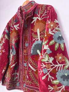 Velvet Suzani Embroidered <b>Jacket</b> Boho <b>Kantha</b> Quilt Coat Handmade Coat Floral Embroidered Velvet <b>Jacket</b> - Product Image 2