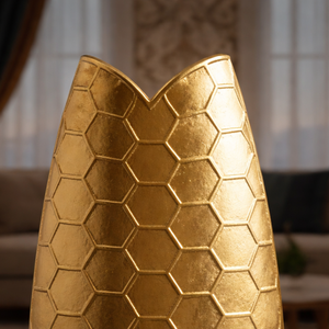 Premium <b>Top</b> Selling Aluminum Embossed Gold Flower Vase With <b>Heart</b> <b>Shaped</b> <b>Top</b> & Hexagon Pattern Decorative Home Decor Centerpiece - Product Image 4