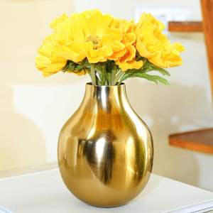 Vase de table moderne en laiton, forme ronde, fait main, pour la décoration intérieure et comme cadeau de pendaison de crémaillère - Product Image 4