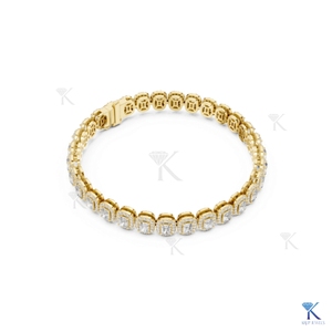 Bracelet tennis halo en diamant de laboratoire taille coussin allongé, or massif 14K 18K, bijoux de luxe pour femme, vente en gros fabricant - Product Image 6