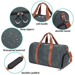Custom Logo Luxury Vintage PU High Quality Customizable Gym Fitness Duffel <b>Bag</b> Men Women Weekender Travel Sports - Product Image 5