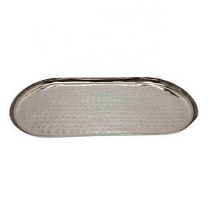 Iron Oval <b>Tray</b> With Hammered Brass Plating Gold Colour Serving <b>Tray</b> and Decorative <b>Tray</b> for Home & <b>Kitchen</b> in Bulk - Product Image 2