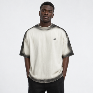 T-shirt Homme Vintage Délavé Personnalisé à Épaules Tombantes, Coton Premium 100% Lourd, Coupe Boxy, Bicolore, Style Streetwear - Product Image 1