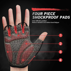 Gants de cyclisme mi-doigts de haute qualité fabriqués au Pakistan, design personnalisé, antidérapants, avec sangle de poignet réglable, imprimé élégant pour l'été - Product Image 3