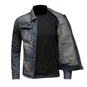 Veste en jean pour homme, nouvelle conception, bleu, surdimensionnée, de marque, bouton, poche, veste en denim pour homme, vêtements d'extérieur de style cowboy, automne - Product Image 4