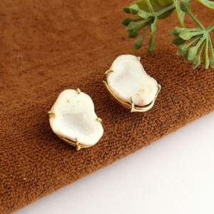 Authentic white geode druzy agate stud <b>earring</b> screw <b>post</b> handmade stud <b>earring</b> handmade <b>earring</b> for her everyday wear fashion - Product Image 6