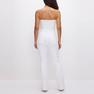 Jean en denim taille haute pour femme, coupe évasée, design déchiré personnalisé, vente en gros de pantalons pour femmes - Product Image 5