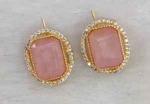 Pendientes de piedra doblete pulida en oro de calidad premium, minimalistas, aptos para cualquier atuendo, ideales para fiestas, ligeros. - Product Image 4