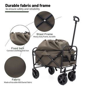 Carrello Multiuso 3-in-1 Pieghevole e Richiudibile per Spiaggia e Campeggio con Funzione Carrello Spesa - Product Image 3