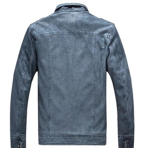 Solid Color Winter High Street <b>Men's</b> <b>Leather</b> <b>Jacket</b>-Customizable Color Front Logo - Product Image 3