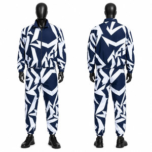 High Quality Heavyweight Eco-Friendly Zipper Windbreaker Tracksuit 100% Cotton Sublimation Printing 2 Piece Jacket Trouser <b>Set</b> - Product Image 1