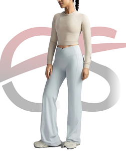 Women Long Sleeve <b>Crop</b> Custom <b>Crop</b> <b>Top</b> Slim Fit Plain <b>Crop</b> <b>Top</b> for Women - Product Image 4
