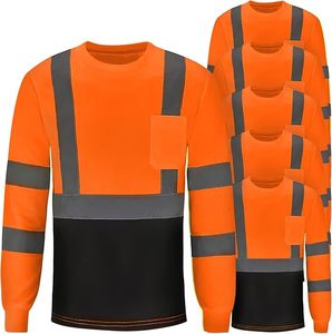 High Visibility Reflective Safety T-<b>Shirts</b> Heat Transfer Long Sleeve Construction <b>Worker</b> OEM Service Unisex - Product Image 1