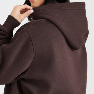 <b>Women</b> Solid Windproof Lined <b>Hoodie</b> Zippered Business Sweatshirt Light <b>Blue</b> Full Sleeve Knitted Cotton Drop-shoulder Pockets - Product Image 4