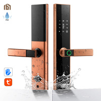 Cerradura Inteligente WiFi IP65 a Prueba de Agua con Huella Dactilar TTLock, Contraseña, Tarjeta RFID, Llave, Color Cobre Rojo Antiguo para Puertas de Madera y Metal