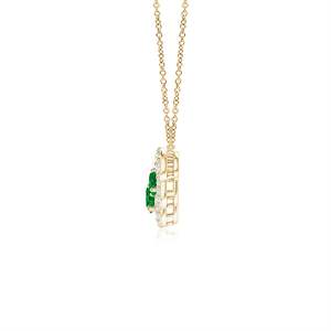 14K <b>Solid</b> <b>Gold</b> Natural Round Emerald Diamond Halo <b>Pendant</b> Necklace Fine Jewellery May Birthstone Anniversary Wedding - Product Image 3