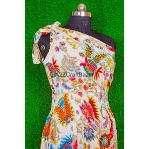 Robe moulante mi-longue décontractée sans manches à épaules dénudées 100 % coton imprimé numérique floral sexy respirante écologique été printemps - Product Image 3