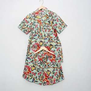 Conjunto de pijama de algodón indio con estampado floral para mujer y hombre, conjunto de pijama corto para verano, pijama de moda para mujer, personalizado. - Product Image 6