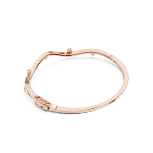 Rose Gold Lab Grown Diamond Wave <b>Bangle</b> <b>Bracelet</b> for Women Luxury Fine Jewelry Elegant Designer <b>Bracelet</b> - Product Image 3