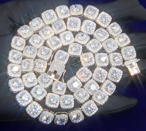 Women's 18K Gold Plated Cushion Cut Diamond Statement Necklace Geometric Fashion Party Jewelry Zinc Alloy Box Chain - Product Image 1