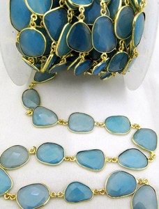 Chaîne de connecteurs en laiton bleu EMINENT JEWEL N ARTS, forme irrégulière, 15x20mm, vendue au mètre, noir/argent/or - Product Image 3