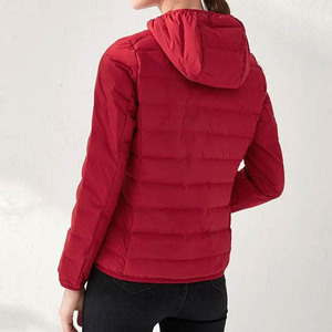 High Quality <b>Red</b> <b>Hooded</b> Puffer <b>Jacket</b> Men Windproof Casual Winter Coat Polyester Wadding Zipper Closure Slim Fit OEM Service - Product Image 4