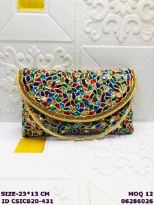 Bolso de Mano de Lujo para Mujer, Bordado con Cristales, Hecho a Mano |   Bolso de mano nupcial para fiesta de bodas con cadena desmontable - Product Image 2