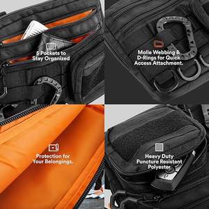 Sac messager tactique noir de petite taille pour hommes, fabriqué au Vietnam, produit très demandé, avec plusieurs modes de portage - Product Image 4