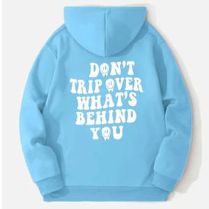 Sweat à capuche d'hiver pour homme, bleu ciel, broderie 3D de qualité supérieure |   Ne vous égarelez pas, qu'est-ce qui est imprimé au dos ? |   Streetwear urbain - Product Image 2