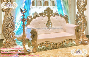 Salon de Mariage Causeuse Italienne Blanche Dorée Mariage Indien Maharaja Canapé pour Scène Magnifique Chaise de Mariage Indienne - Product Image 3