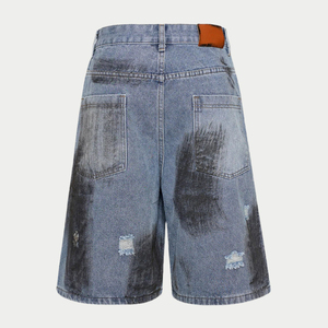 Nouveau Jean en Denim Tricoté Droit Effet Vieilli de Haute Qualité, Coton, Design Personnalisé, Vintage, Déchiré, Impression Réfléchissante - Product Image 5