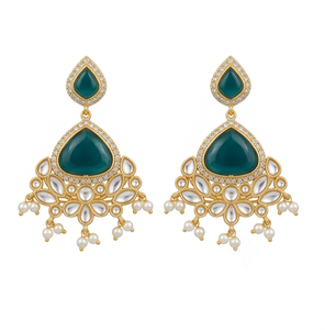 DIVYORO KUNDAN CHANDBALIS Pendientes clásicos de latón para mujer, para ocasiones de fiesta - Product Image 1