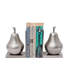 Luxury design shiny nickel plated Pear Bookend Set Unique Decorative Fruit Design Organizer Shelf Decor customization available - Product Image 2