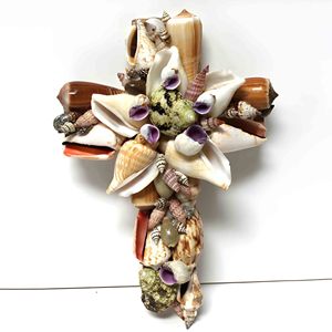 Cruces cristianas de concha marina hechas a mano de primera calidad, precio económico, para decoración de pared. - Product Image 2