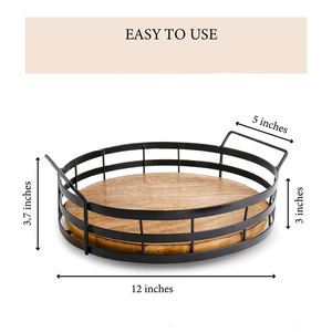 Aaliyan Impex - Elegante Bandeja Redonda de Madera para Té, con un Hermoso Diseño Floral de Grano Natural, para Tazas de Té, Café, Galletas y Aperitivos - Product Image 1